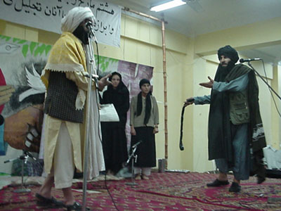 A skit performed by RAWA student reflecting the misogynist and ignorant nature of the Taliban.