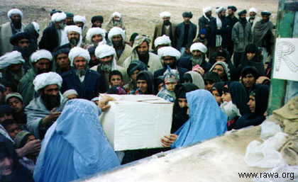 The goods were distributed mostly among widows