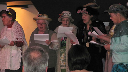 Fredericton's Raging Grannies open the 5th Annual Benefit for the Revolutionary Association of the Women of Afghanistan (RAWA)