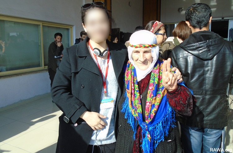 RAWA member with a member of Peace Mothers, a movement of women who had lost their loved ones
