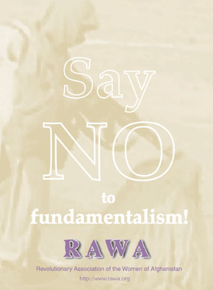 RAWA sticker - Say NO to fundamentalism!