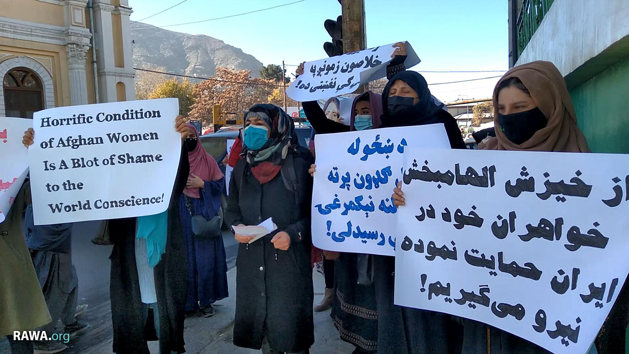Afghan Women Protesting in Kabul under the brutal rule of the Taliban