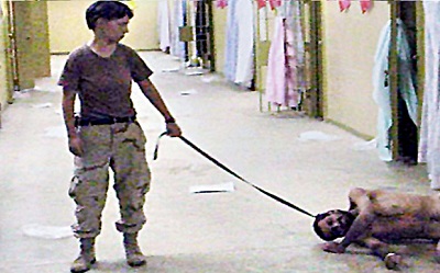 One of the images that show alleged abuses of prisoners by soldiers at the Abu Ghraib prison in Iraq