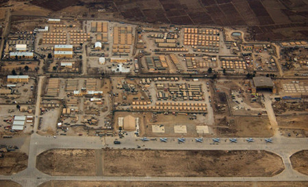 An aerial view of Bagram Airbase near Kabul, Afghanistan