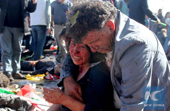 Twin blasts in Ankara on pro Kurdish protest  on October 10 2015