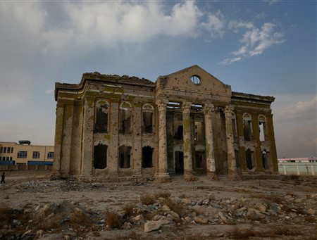 Building destroyed during civil war (1992-1996) between warlords in power today