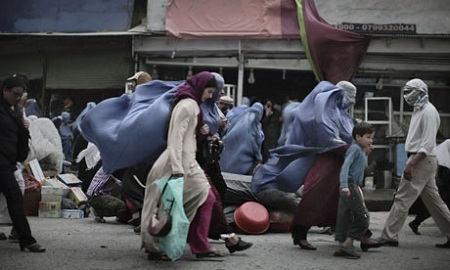 Burqa clad women in Afghanistan