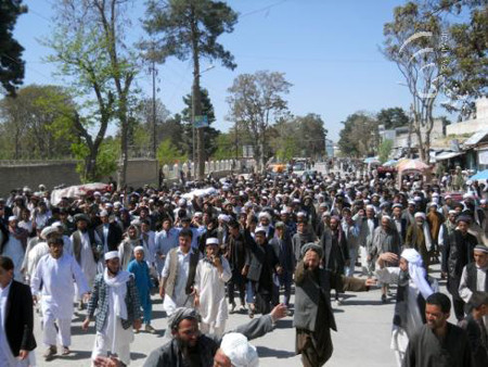 More than 1,000 people took to the streets on Thursday in Maimana, the provincial capital, against the operation that resulted in the death of madraasa teacher Qayamuddin