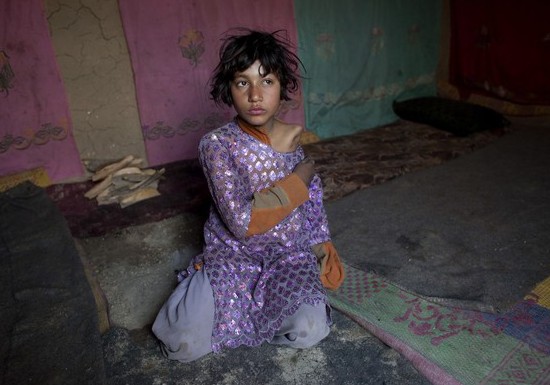 Gul Juma, 10, a girl who lost her arm during a US attack on her village 