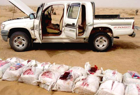 Hashish bags in Helmand