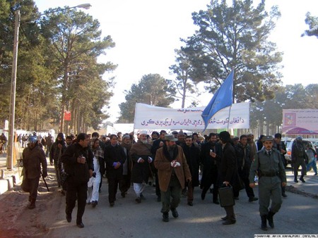 Protesters gathered in Herat to show their displeasure over the Iranian blockade