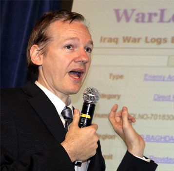julian assange in conference in London