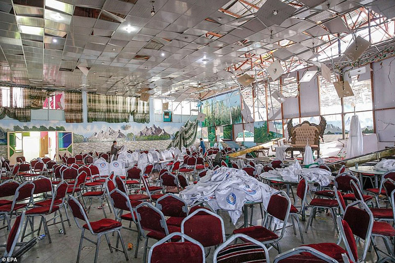 Suicide bomber kills 63 and wounds 182 in bloody attack on packed wedding reception in Kabul