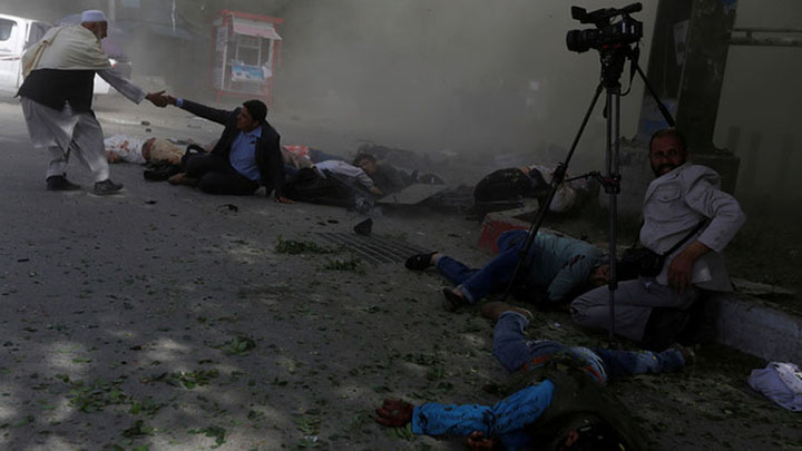 Twin blasts in Kabul killed ten journalists and dozens others on Apr 30, 2018