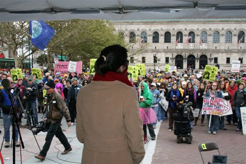 Zoya of RAWA addressing peace demo in Boston